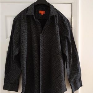 Tallia mens LS shirt, black paisley like print